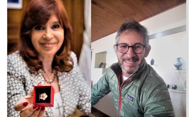 Un pin realizado por el orfebre de Sierra de la Ventana, fue obsequiado a la vicepresidenta Cristina Fernandez