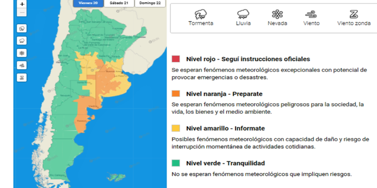 Hay alertas amarilla y naranja por tormentas en nueve provincias y la ciudad de Buenos Aires