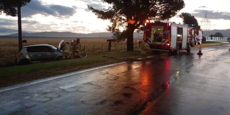 Saldungaray: Por esquivar un ternero se despistó un automóvil.