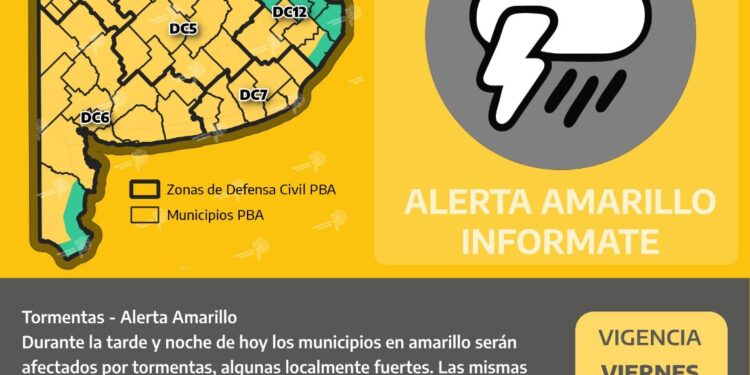 Pronóstico de alerta amarilla para este viernes