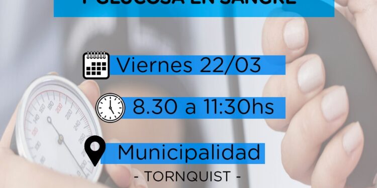 Este viernes se realizarán controles arteriales y de glucosa en sangre frente al Palacio Municipal