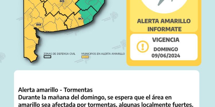 Alerta amarillo por tormentas y vientos fuertes para nuestra región