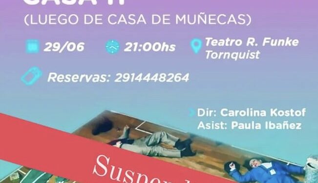 Será reprogramada la presentación de la obra “Casa H”