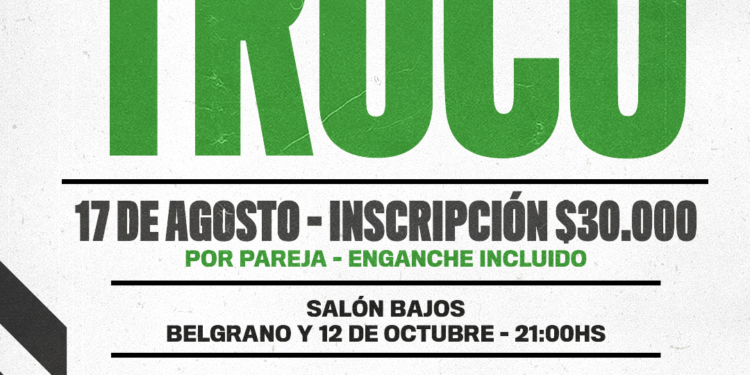 El Club Unión realizará un campeonato de Truco con $1 millón en premios