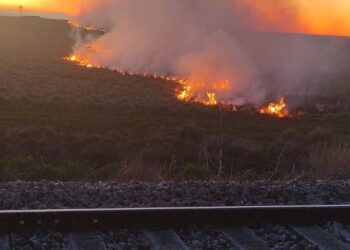 Bomberos trabajan por incendio en Tres Picos.