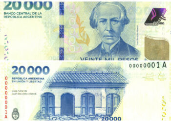 El Banco Central ya puso en circulación el billete de 20 mil pesos