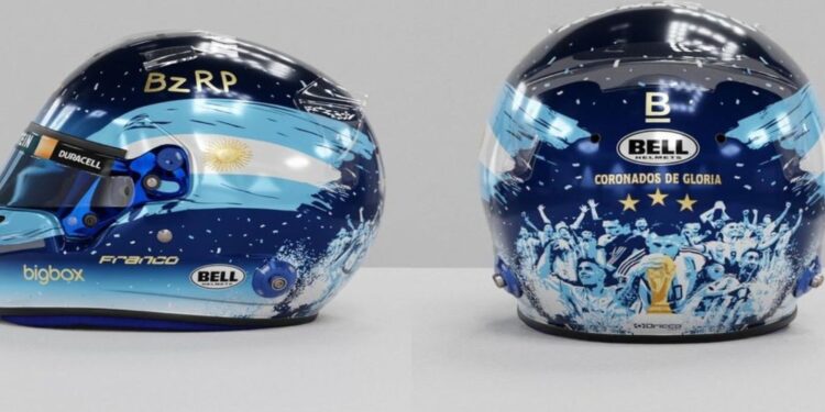 El tremendo casco que usará Colapinto en Qatar en homenaje a La Scaloneta