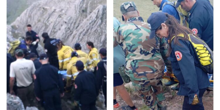 Bomberos y policía rescataron a un turista fracturado en el Cerro Tres Picos