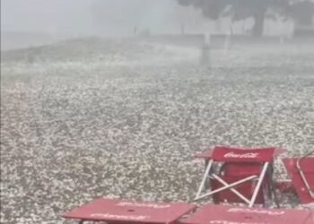Fuerte temporal de granizo y lluvia pasó por la comarca serrana. Como seguirá el tiempo.