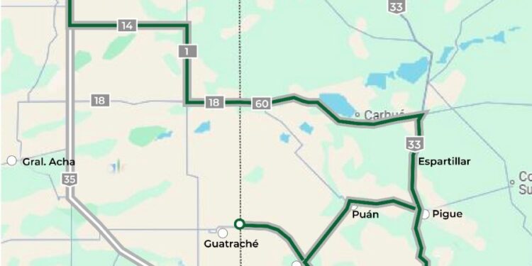 Información de caminos alternativos entre Bahía Blanca y La Pampa