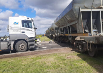 Un camión chocó contra un tren en la Ruta 51