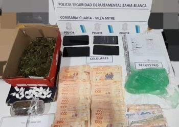 Una pareja fue aprehendida por tener cocaína y marihuana para la venta en Bahía Blanca
