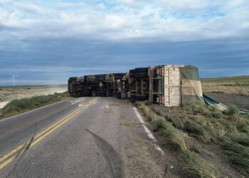 Por el vuelco de un camión se encuentra cortada media calzada de la ruta 33