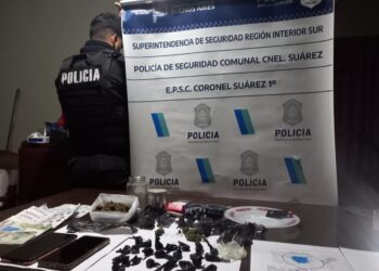 Dos personas fueron aprehendidas por tener cocaína y marihuana para la venta en Coronel Suárez