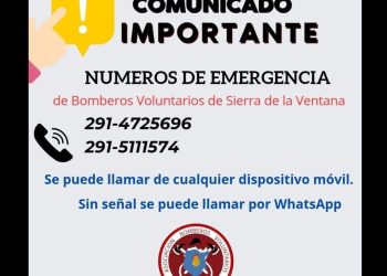 Bomberos Voluntarios de Sierra de la Ventana habilita números de emergencia alternativos
