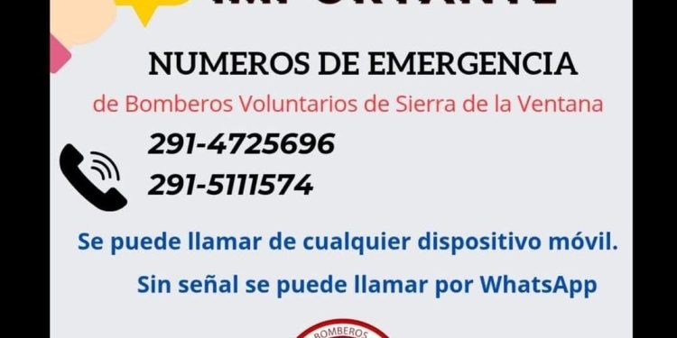 Bomberos Voluntarios de Sierra de la Ventana habilita números de emergencia alternativos