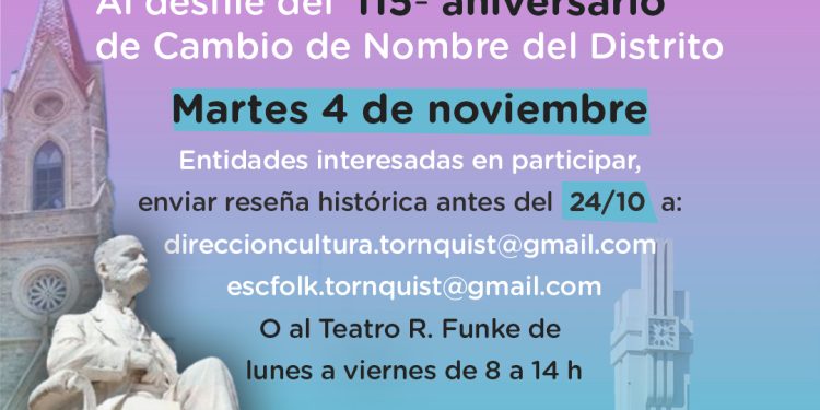Convocatoria a instituciones para el desfile del 4 de noviembre en Tornquist