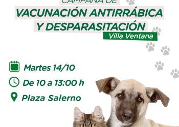 Campaña de vacunación antirrábica y desparasitación en Villa Ventana