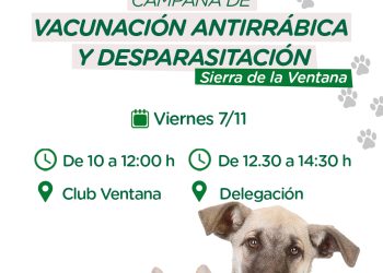 Nueva jornada de vacunación antirrábica y desparasitación en Sierra de la Ventana
