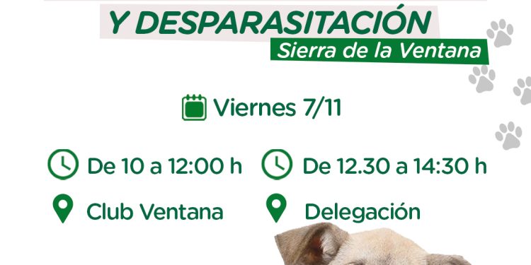 Nueva jornada de vacunación antirrábica y desparasitación en Sierra de la Ventana