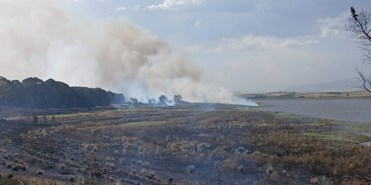 Alerta máxima: Se descontroló el incendio en el Dique Paso de las Piedras y trabajan seis dotaciones