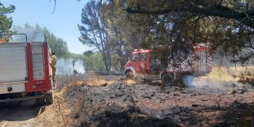 Bomberos realizaron tareas de enfriamiento y control en la zona del Dique Paso de las Piedras