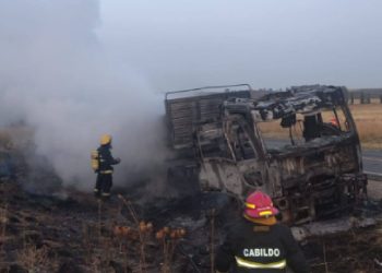 Se incendió un camión en la Ruta 51 y trabajaron dos dotaciones de bomberos