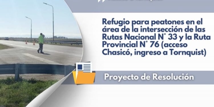 El bloque UCR Tornquist solicita la instalación de un refugio para peatones en el cruce de las Rutas 33 y 76
