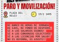 Convocan a paro y movilización en Plaza del Reloj contra la reforma laboral