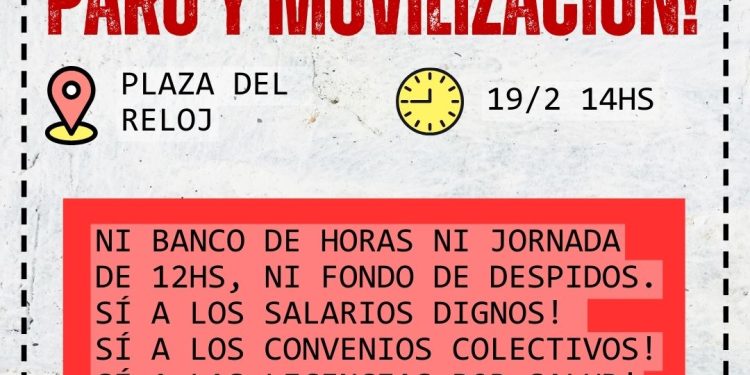 Convocan a paro y movilización en Plaza del Reloj contra la reforma laboral