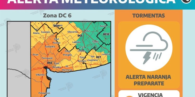 Alerta naranja por tormentas fuertes para la madrugada de este martes 31
