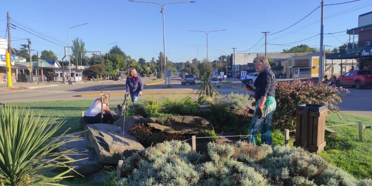 El renacer de la rotonda céntrica: tres vecinas transforman un espacio histórico de Sierra de la Ventana en un jardín florido