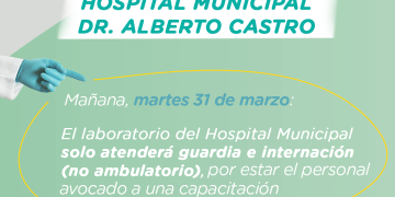 Martes 31: El laboratorio del Hospital Municipal solo atenderá guardia e internación