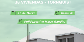 El viernes 27 de marzo se realizará el sorteo de 38 viviendas de Tornquist