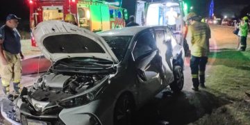 Accidente en el acceso a Saldungaray: trabajan servicios de emergencia en ruta 72