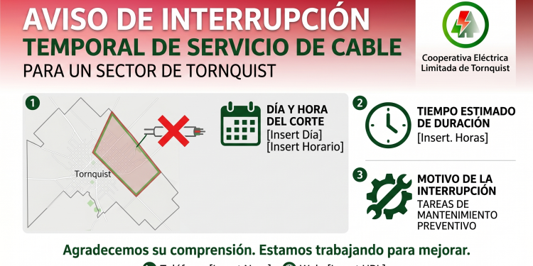 Corte del servicio de cable en un sector de Tornquist