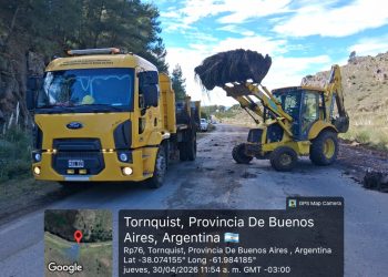 Vialidad ejecuta obras de drenaje urgentes en la Ruta 76 para evitar la formación de hielo en el Abra de la Ventana