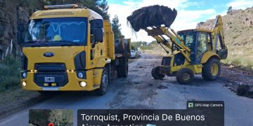 Vialidad ejecuta obras de drenaje urgentes en la Ruta 76 para evitar la formación de hielo en el Abra de la Ventana