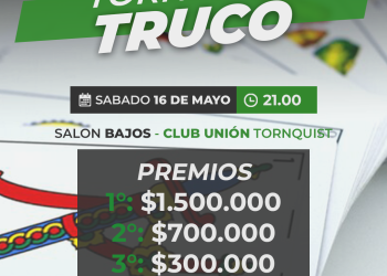 El Torneo de Truco en el Club Unión de Tornquist será el 16 de mayo