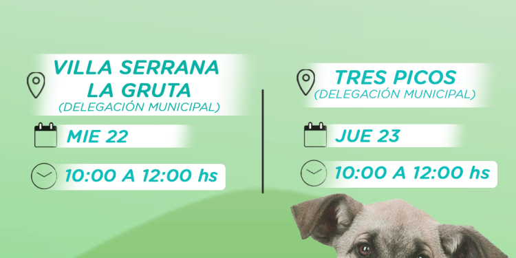 Habrá jornadas de vacunación antirrábica Tres Picos y Villa Serrana La Gruta