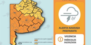 Emergencia meteorológica: Alerta naranja en Tornquist y suspensión de actividades.