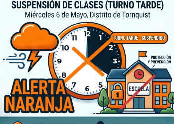Suspendieron las clases por alerta naranja en todo el distrito de Tornquist