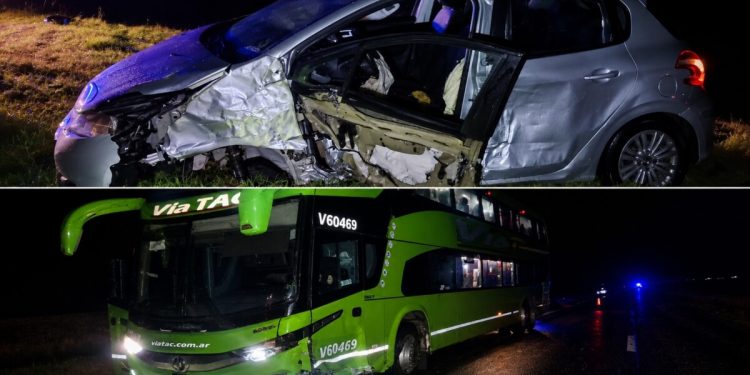 Ruta 3: Un choque entre micro y auto deja dos heridos
