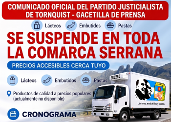Se suspende el cronograma del Camión de Alimencoop en toda la Comarca Serrana por inconvenientes mecánicos