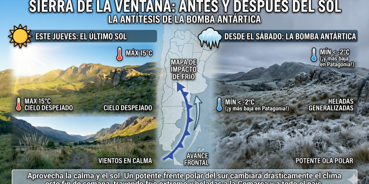 La calma antes de la «bomba antártica»: Sierra de la Ventana vive un jueves a pleno sol antes del ingreso de un frío histórico