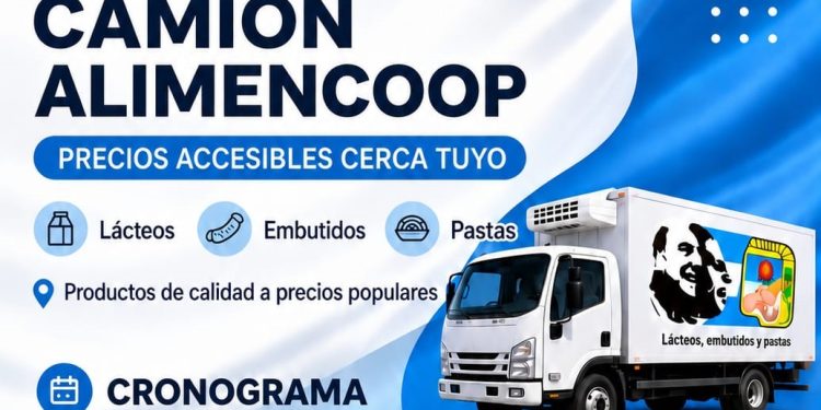 El Camión de Alimencoop llega al distrito con lácteos, embutidos y pastas a precios populares