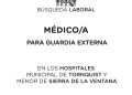 Búsqueda laboral: Médico/a para guardias en Tornquist y Sierra de la Ventana