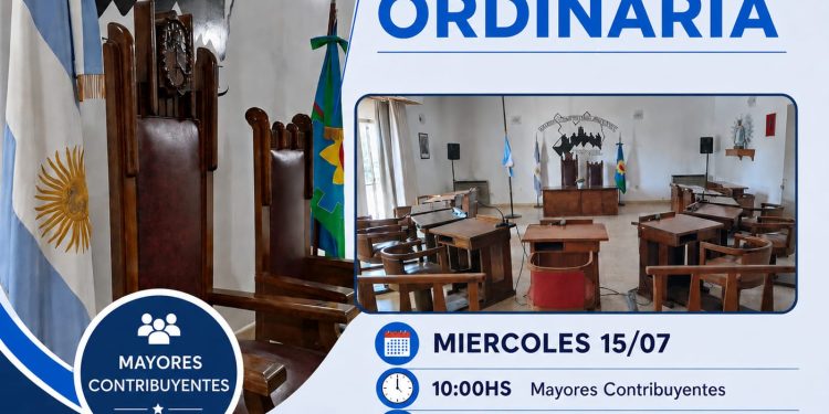 El Concejo Deliberante de Tornquist sesionará este miércoles en Asamblea de Mayores Contribuyentes
