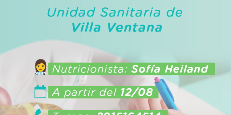 La Unidad Sanitaria de Villa Ventana incorpora consultorio de Nutrición
