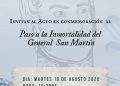 Invitación al acto en conmemoración al paso a la inmortalidad del General San Martín